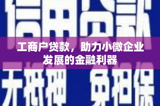 固镇工商户贷款，助力小微企业发展的金融利器