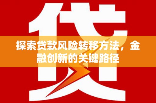 无极探索贷款风险转移方法，金融创新的关键路径